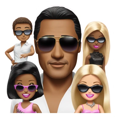 Tony Montana sunglasses with 3 Barbie’s sticker