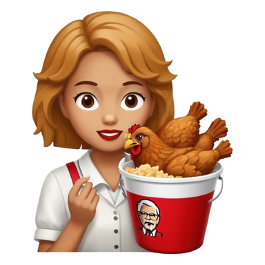 girl eating a bucket of chicken from kfc sticker