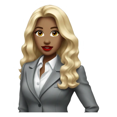 Blonde long hair with red lips Tiffany diamond seller in a grey suit sticker