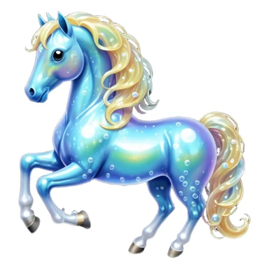 A magical horse made entirely of transparent bubbles and water, with a flowing mane of small bubbles

 sticker
