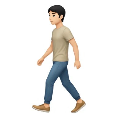 The Walking Man black hair all body from the side and taking a step sticker