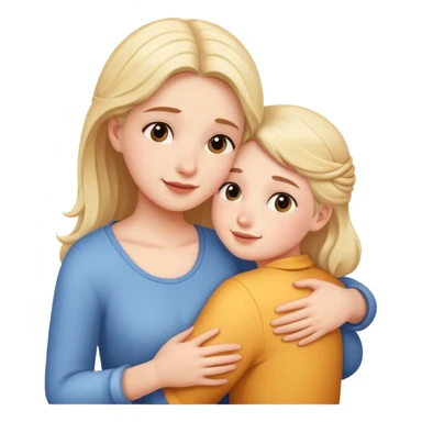 Aunt gives the girl a hug sticker