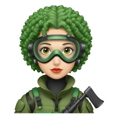 green curly haired painitball player with big earrings sticker