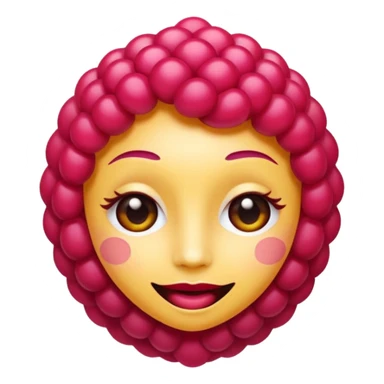 Sexy queer Raspberry emoji, cute and minimalistic style, warm eyes and gentle smile, flat design, soft shapes, clean modern look, highly recognizable at small sizes, centered composition, transparent or solid background, app icon quality. No human face sticker