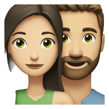 White man BROWN beard and blue eyes and BROWN hair hugging white woman with long straight black hair and green eyes sticker