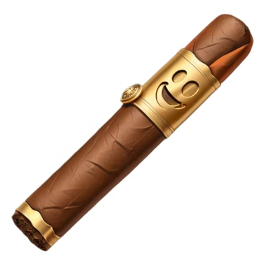 Emoji-style cigar icon, dark brown wrapper, subtle smoke, minimalistic, clean silhouette, metal details, no gold sticker
