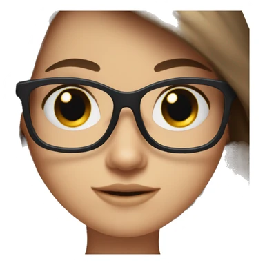 Long brown hair, blue eyes and black glasses girl sticker