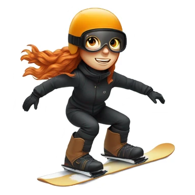 Ginger girl with eyeglasses and black helmet riding on snowboard  sticker