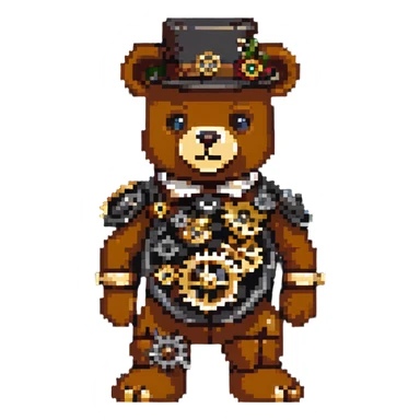 Steampunk Freddy bear with brass and gears sticker