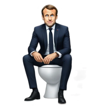 Emmanuel macron sitting on toilets sticker