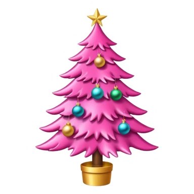 Cute pink christmas tree sticker
