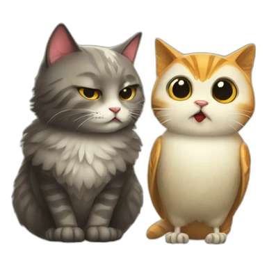 Cat licking owl friend sticker