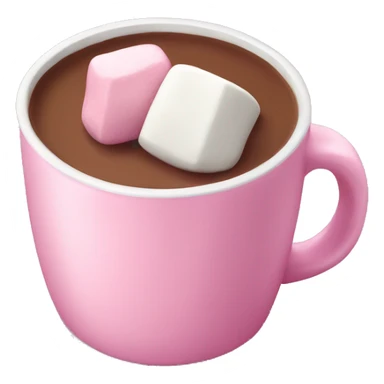 Pink mug of hot chocolate and marshmallows  sticker