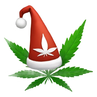 Marijuana leaf and a Christmas hat sticker