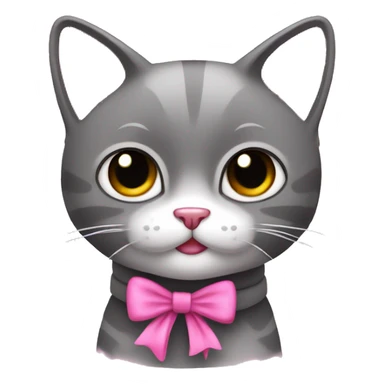 Gato con lazo rosa sticker
