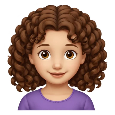 EMOJI COMO IPHONE IOS SOLO CARA NIÑA 3 AÑOS PELO LARGO, ONFULADO, MARRON SEMIRECOGIDO, Y OJOS MARRONES. SONRIENDO, SIN CUELLO Y FONDO TRANSPARENTE sticker