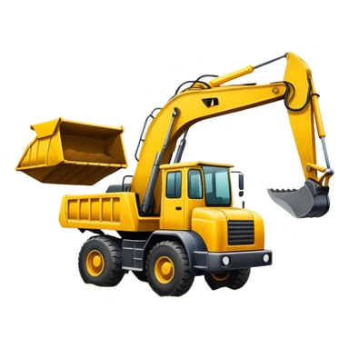 Excavator loading dump truck sticker