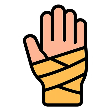 colored bandaged hand icon sticker