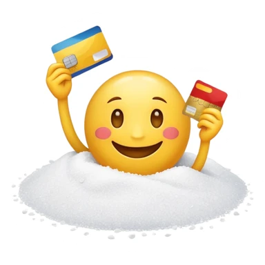 happy emoji with a pile of salt and credit card sticker