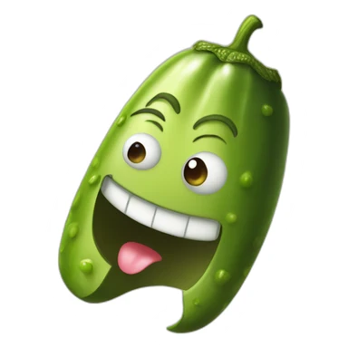 a pickle with a face  who is blushing like crazy  sticker