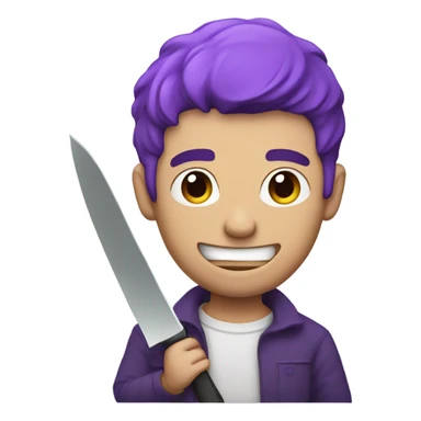 Guy with purple hair holding a knife sticker