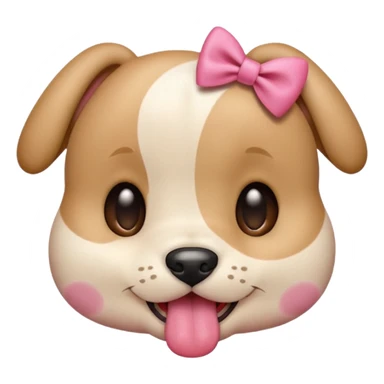 This puppy HEAD 🐶 with a pink bow and tongue out, please in apple ios emoji stylem not fluffy!! Not white, not hairy!  sticker