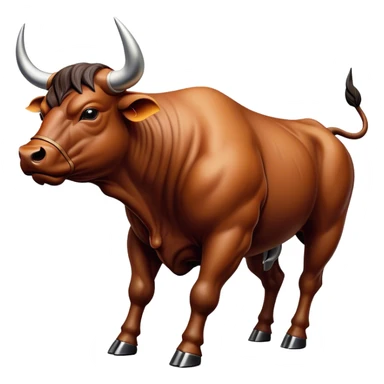 Cinematic Realistic depiction of a powerful Spanish charging bull, rendered with dynamic muscle definition and detailed, textured hide, set against a dramatic backdrop with intense, action-packed lighting sticker