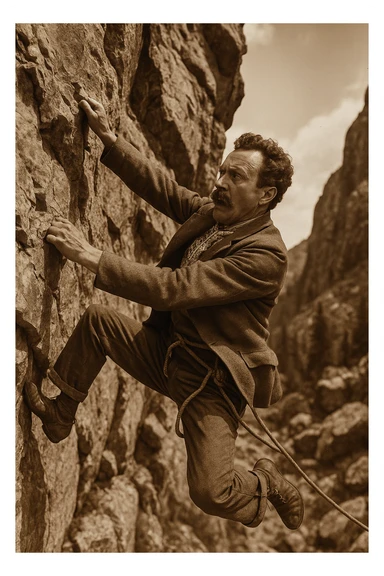 a man flakes off the rock face sticker