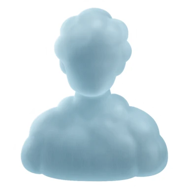 A person from the shoulders up, entirely composed of fluffy white convex clouds sticker