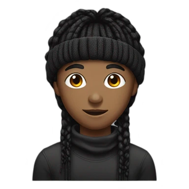 Brown teen boy with a balaclava with black box braids showing near the eyes sticker
