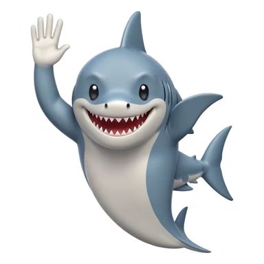 anthropomorphised shark walking upright waving hand sticker