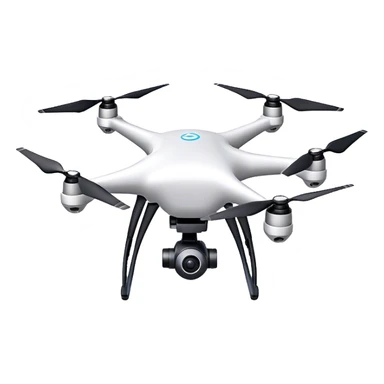 Drone with a sleek design, flying in the air, with rotating propellers, representing modern technology and innovation sticker