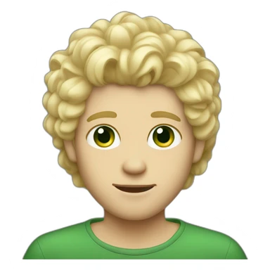 blonde guy with fluffy hair and green eyes sticker