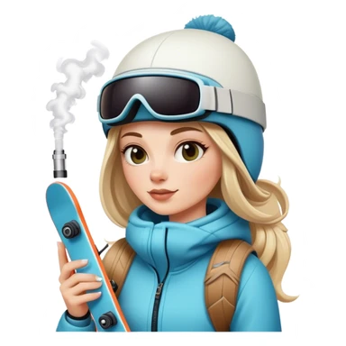 Snowboarding white girl holding a vape sticker