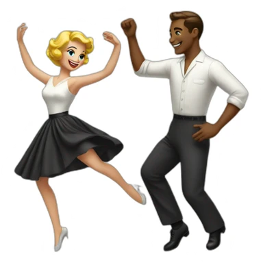 White couple dancing 50s sticker