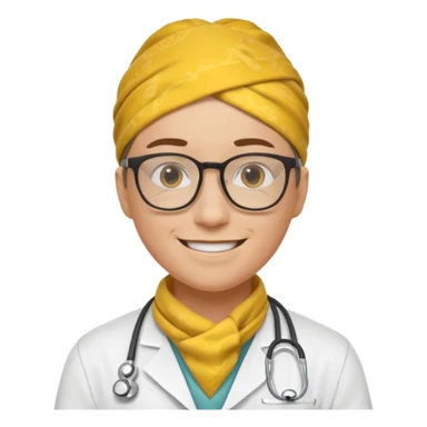 glasses doctor with yellow bandanna sticker