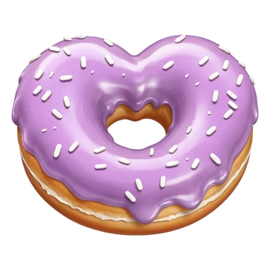 Realistic isolated heart shaped donut with pale lilac & glaze. sticker