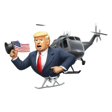 Donald Trump flying a helicopter saying vote with a megaphone sticker