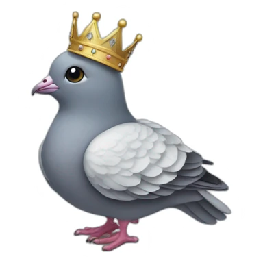 Pigeon wearing a crown and a tutu sticker