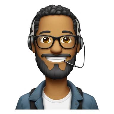 A streamer in cartoon style that smokes dab with a beard glasses and headphones that is saying hi sticker