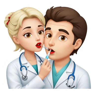 crazy doctor with injections kissing sticker