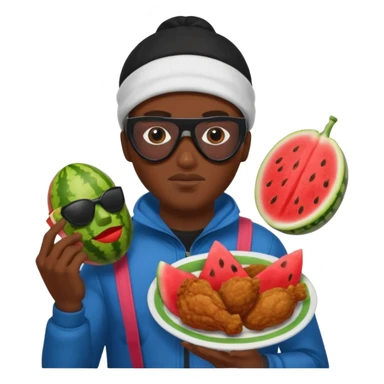 black guy, thug, ski mask, stealing, fried chicken and watermelon sticker