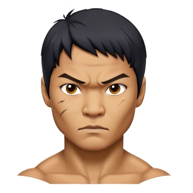 ​Cinematic Realistic Portrait of Tony Jaa, a close-up depiction capturing his intense, determined expression and finely detailed features, rendered with dramatic natural lighting that emphasizes his rugged athleticism and unmistakable martial arts presence, sticker