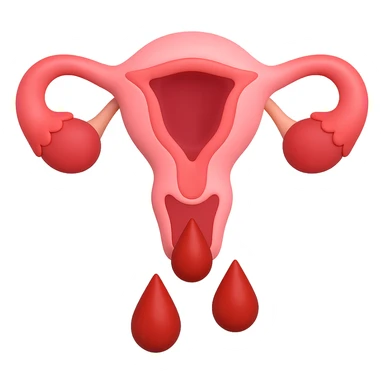 Create an emoji of a uterus with blood coming out, matching the reference image. The style should resemble Apple 3D emojis with a transparent background. Please keep the look similar to Apple 3D style. sticker
