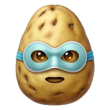 Potato with a mask sticker