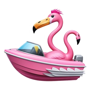 Flamingo driving a power boat sticker