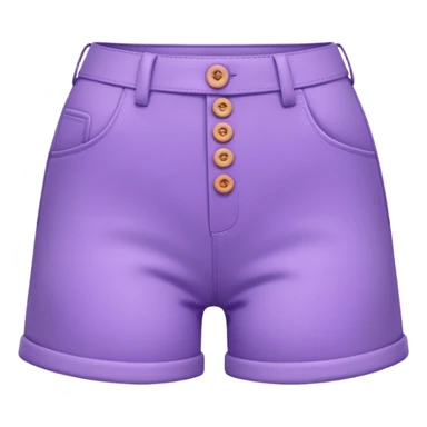 A 3D cartoon lavender-purple high-waist shorts with visible seams and buttons, soft shading, isolated plain background, Memoji-style. sticker