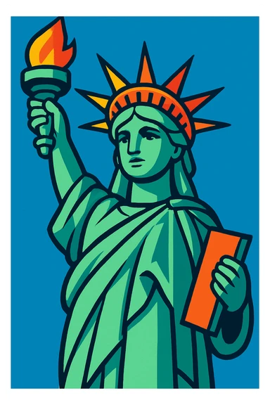 the Statue of Liberty in a modern illustration style sticker