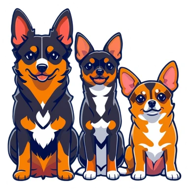 two shepherd dogs and a miniature pinscher Chihuahua together sticker