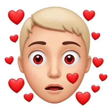 Surprising face with hearts sticker